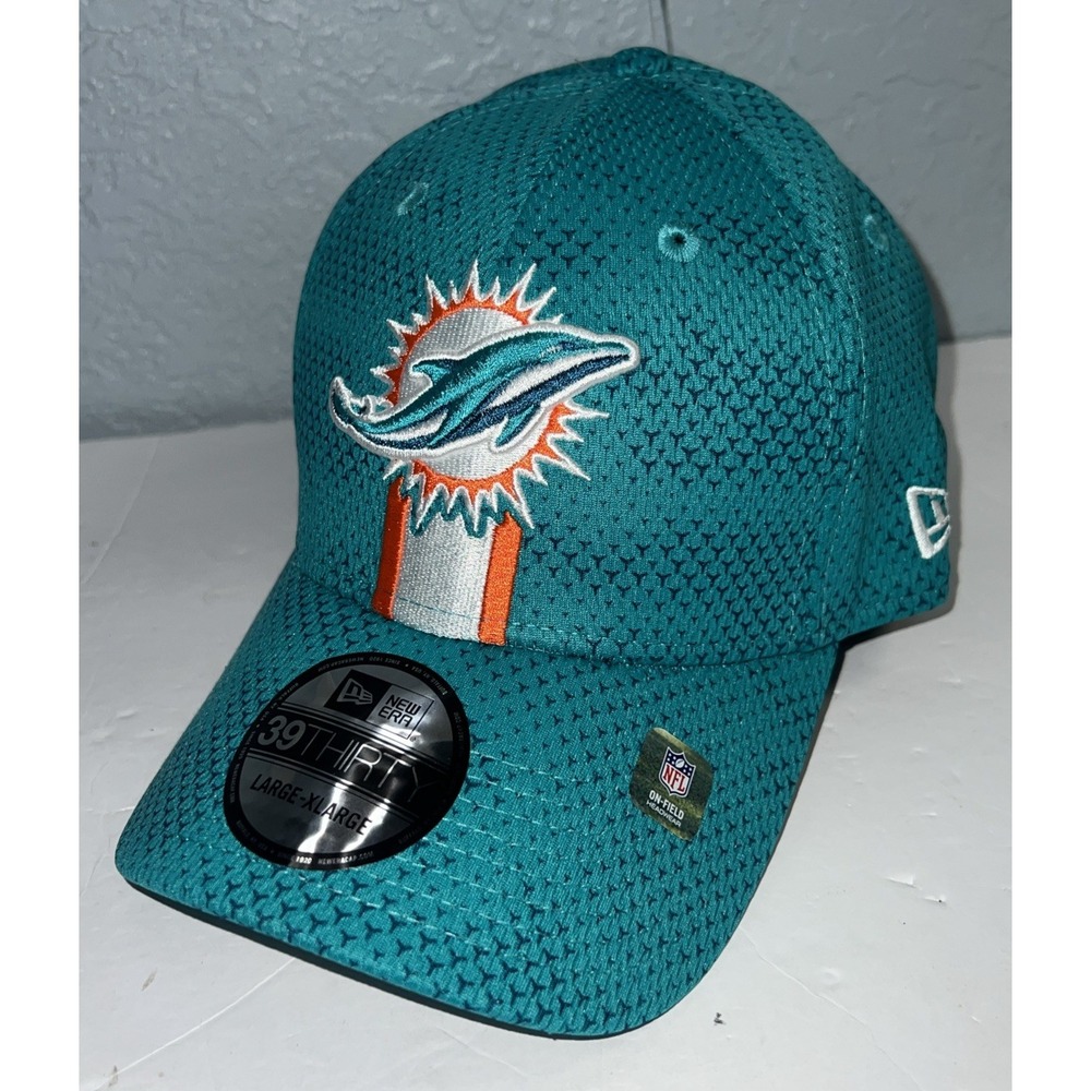 New Era Miami Dolphins Men's NFL Aqua 39Thirty Classic Fitted Hat Size L/XL-New